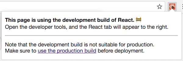 أداة تطوير React في موقع يستعمل React في وضع التطوير